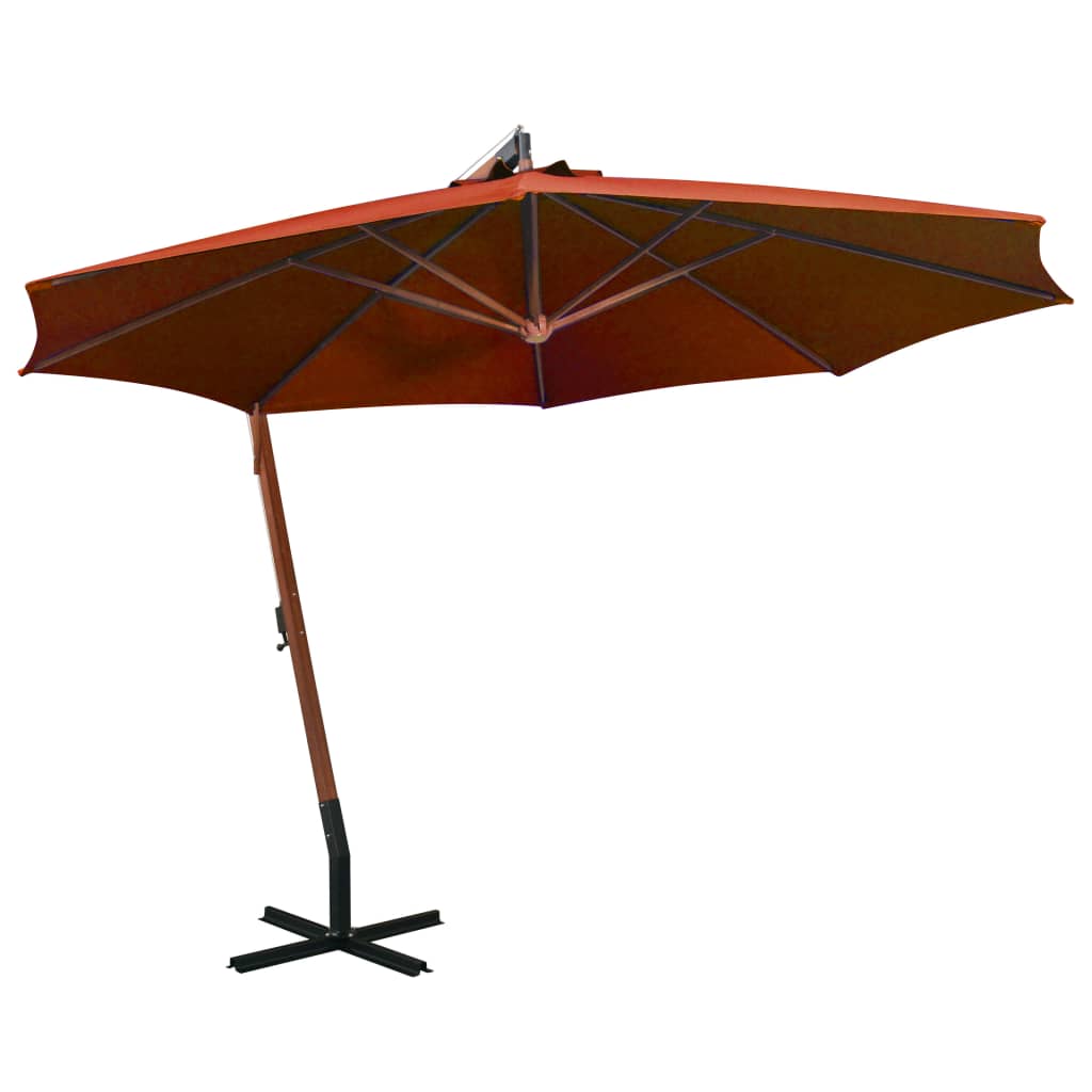 Hanging Parasol with Pole Terracotta 3.5x2.9 m Solid Fir Wood - Sid & Sam