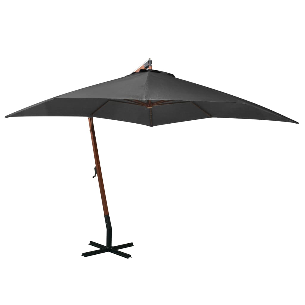 Hanging Parasol with Pole Anthracite 3x3 m Solid Fir Wood - Millennium Furniture