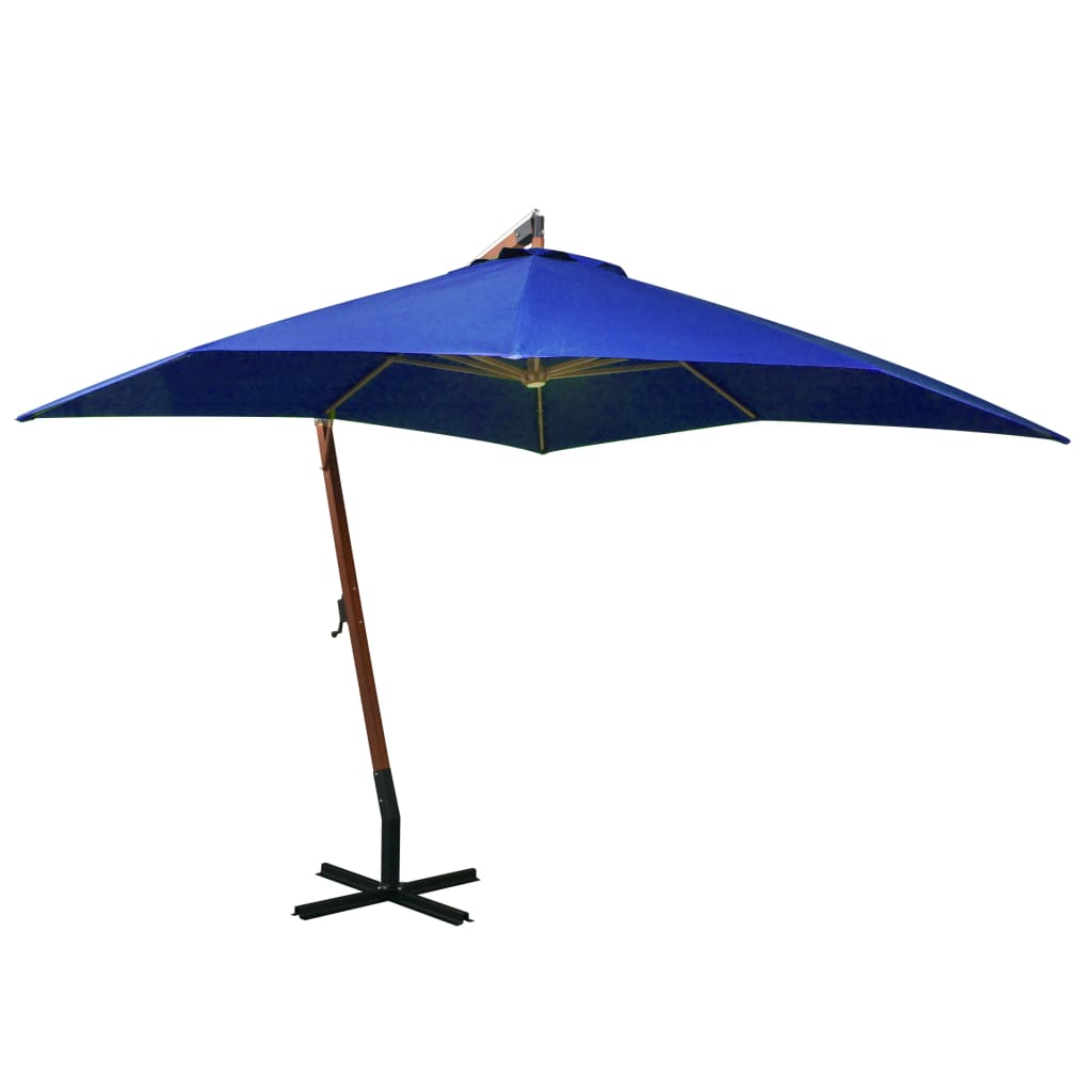 Hanging Parasol with Pole Azure Blue 3x3 m Solid Fir Wood - Tyrell & Tyrell