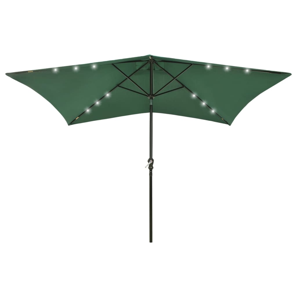 Parasol with LEDs and Steel Pole Green 2x3 m - Sid & Sam
