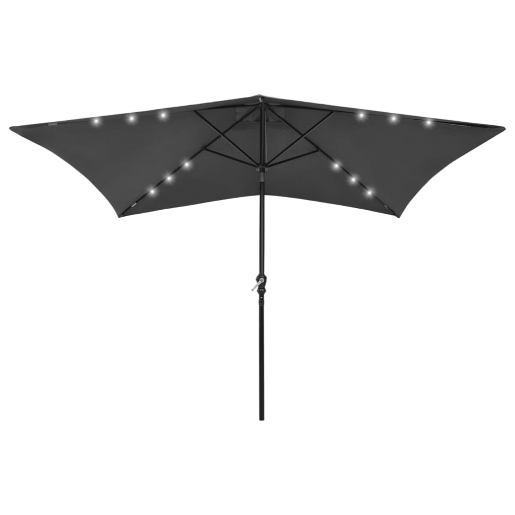 Parasol with LEDs and Steel Pole Anthracite 2x3 m - Millennium Furniture