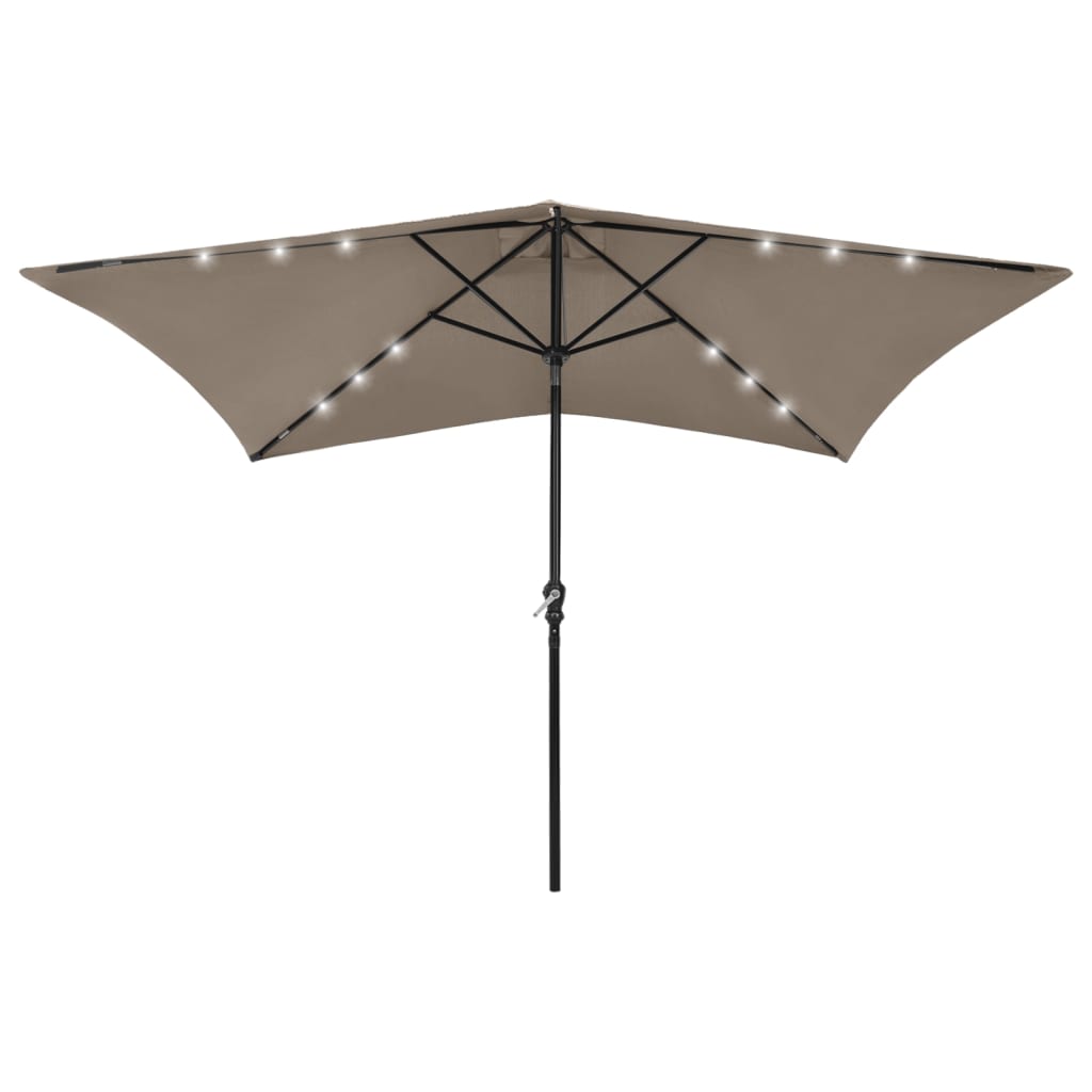 Parasol with LEDs and Steel Pole Taupe 2x3 m - Discount Dealers