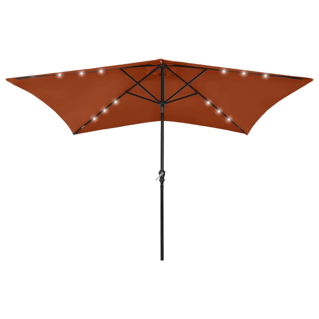 Parasol with LEDs and Steel Pole Terracotta 2x3 m - Tyrell & Tyrell