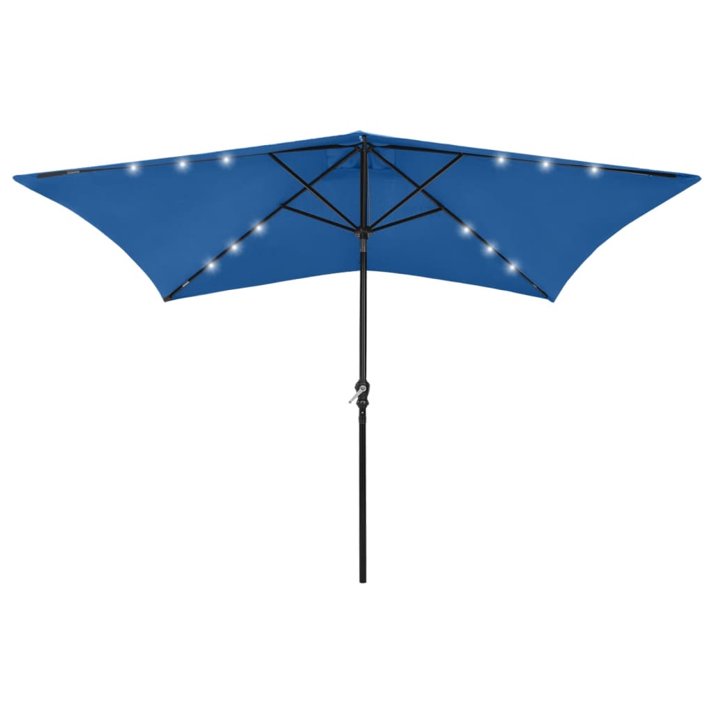 Parasol with LEDs and Steel Pole Azure Blue 2x3 m - Tyrell & Tyrell