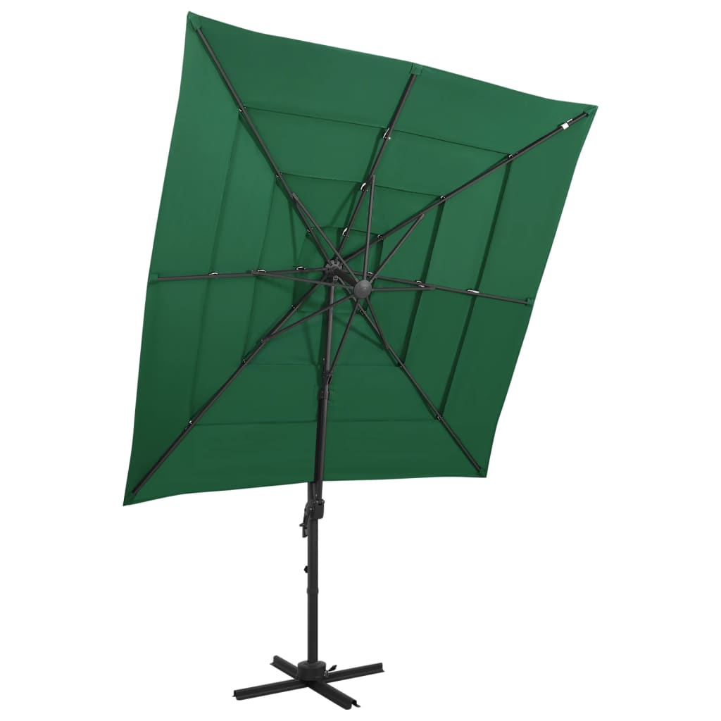 4-Tier Parasol with Aluminium Pole Green 250x250 cm - Merlin Deals