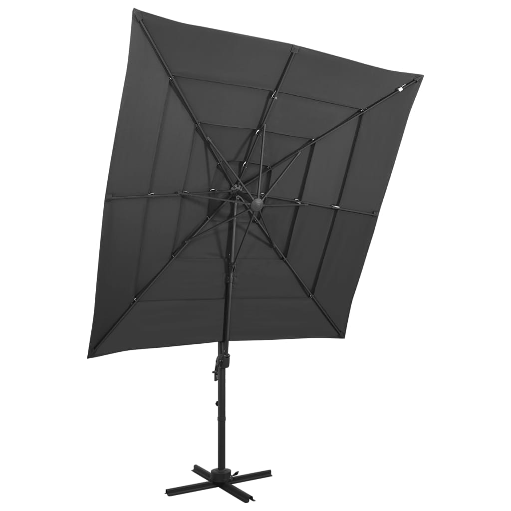 4-Tier Parasol with Aluminium Pole Anthracite 250x250 cm - Brittle & Co