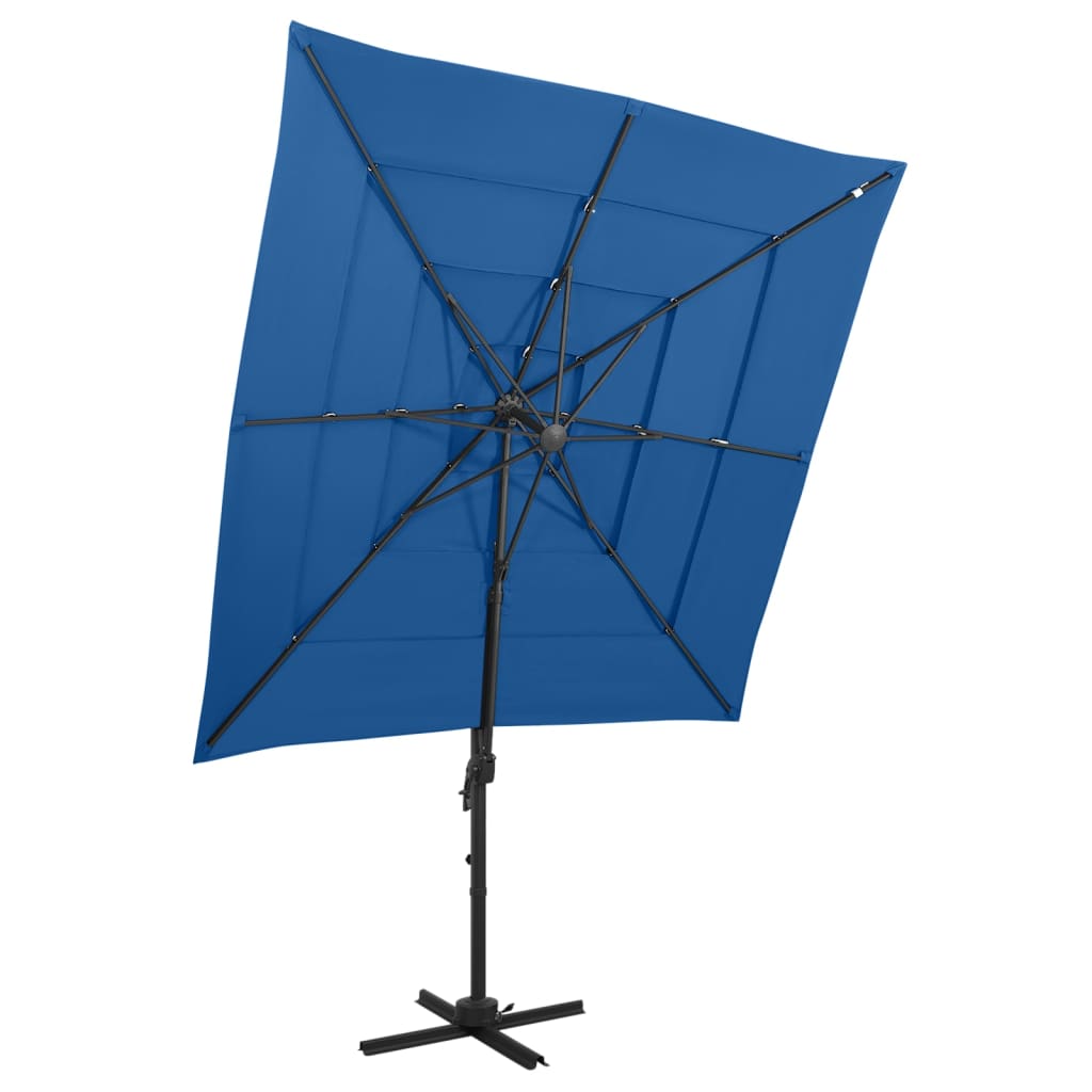 4-Tier Parasol with Aluminium Pole Azure Blue 250x250 cm - Design Hut