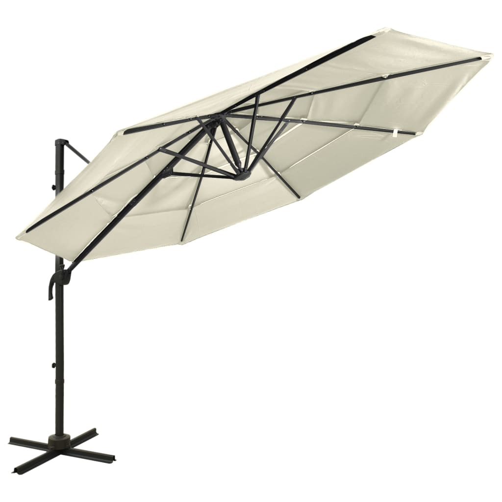4-Tier Parasol with Aluminium Pole Sand 3x3 m - Sid & Sam