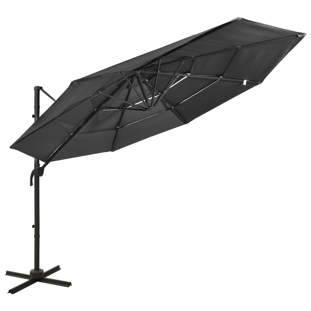 4-Tier Parasol with Aluminium Pole Anthracite 3x3 m - Millennium Furniture
