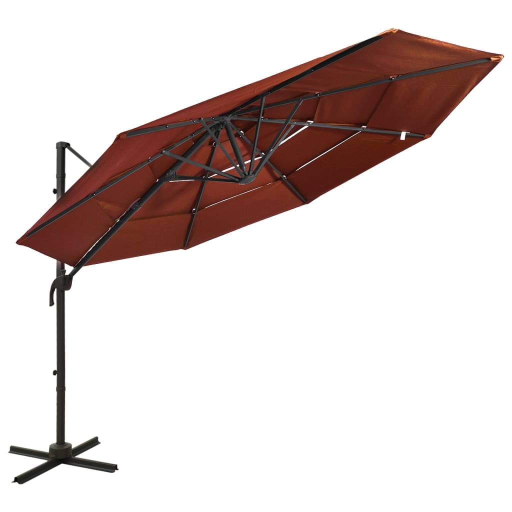 4-Tier Parasol with Aluminium Pole Terracotta 3x3 m - Discount Dealers