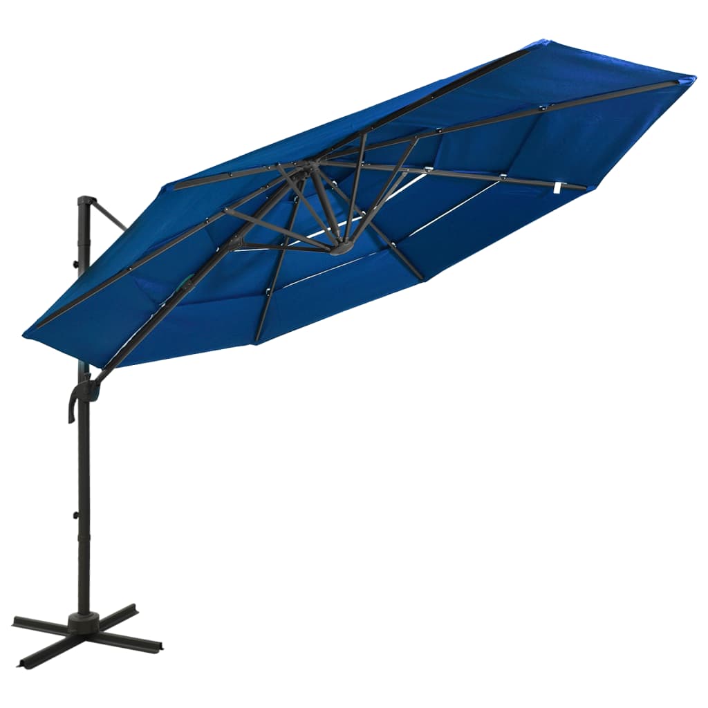 4-Tier Parasol with Aluminium Pole Azure Blue 3x3 m - Unbeatable Bargains