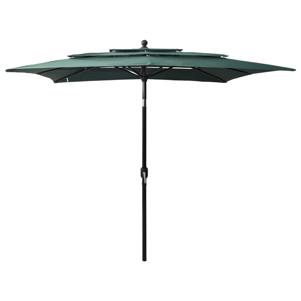 3-Tier Parasol with Aluminium Pole Green 2.5x2.5 m - Unbeatable Bargains