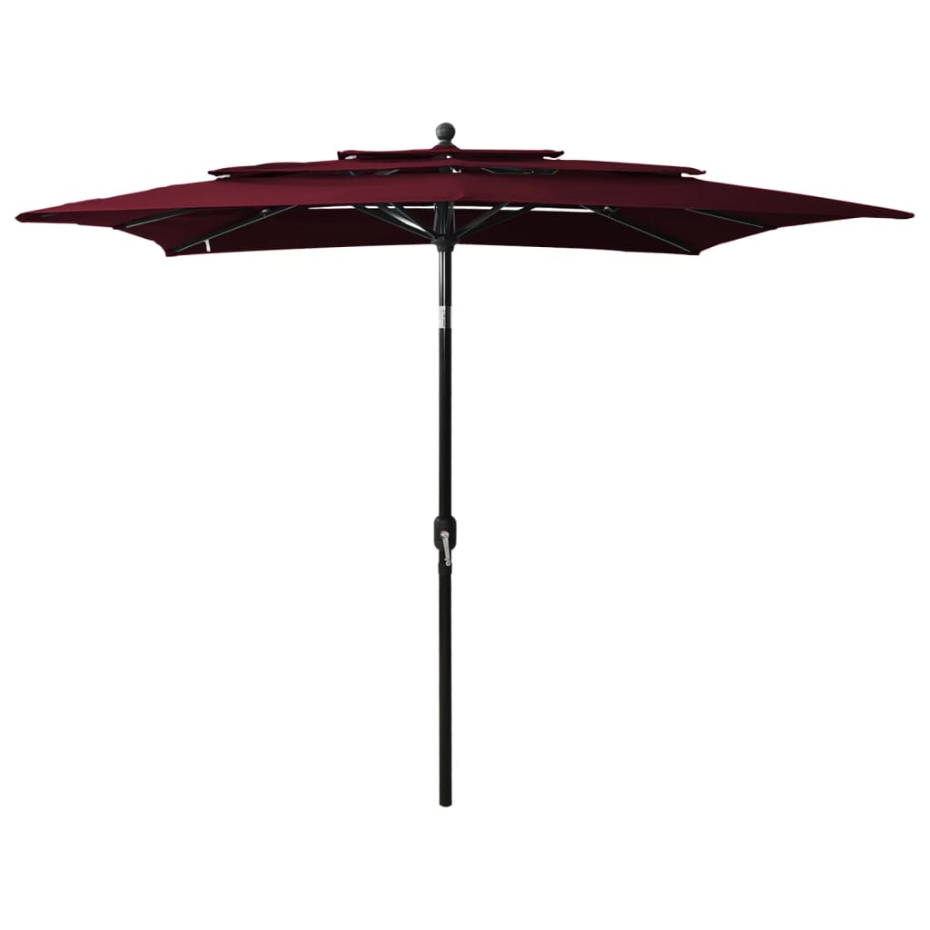 3-Tier Parasol with Aluminium Pole Bordeaux Red 2.5x2.5 m - Unbeatable Bargains