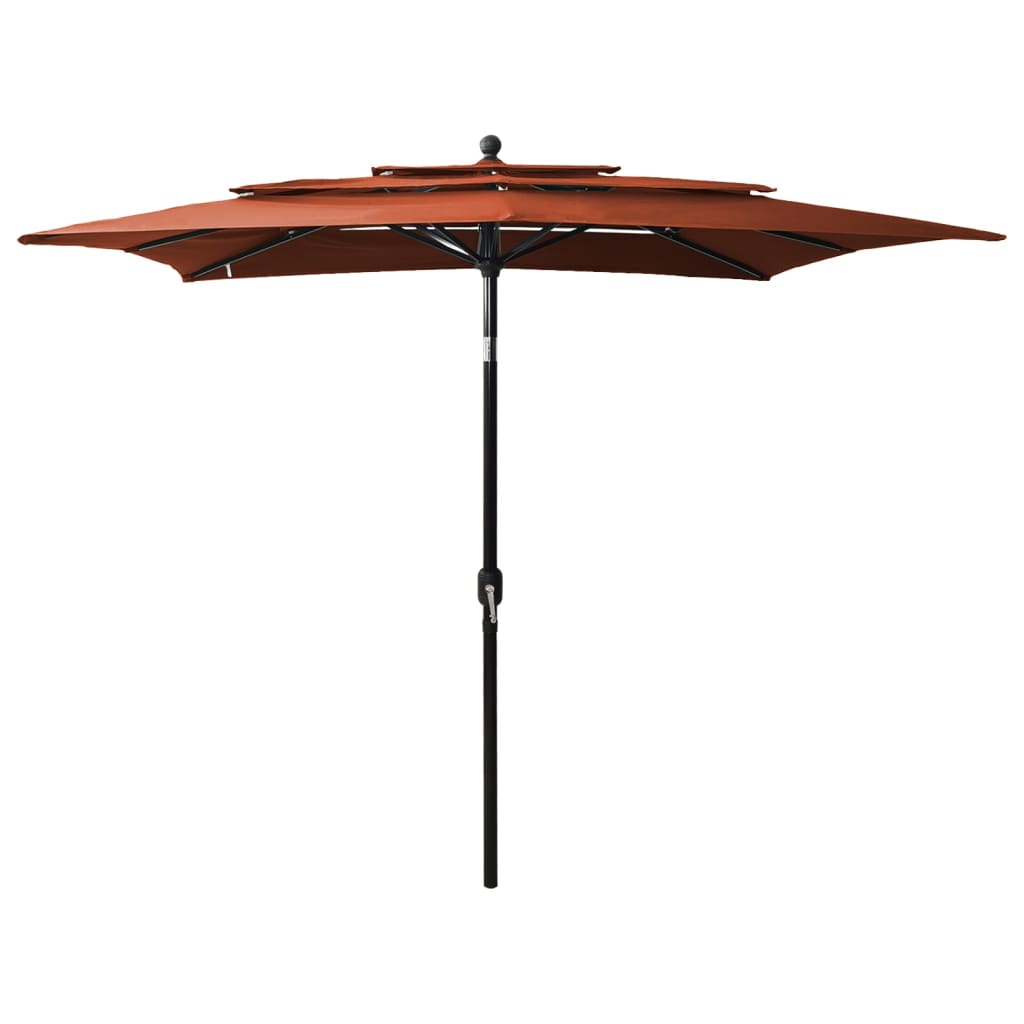 3-Tier Parasol with Aluminium Pole Terracotta 2.5x2.5 m - Decor Base