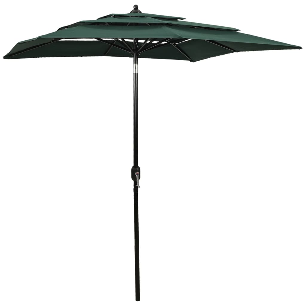 3-Tier Parasol with Aluminium Pole Green 2x2 m - Millennium Furniture