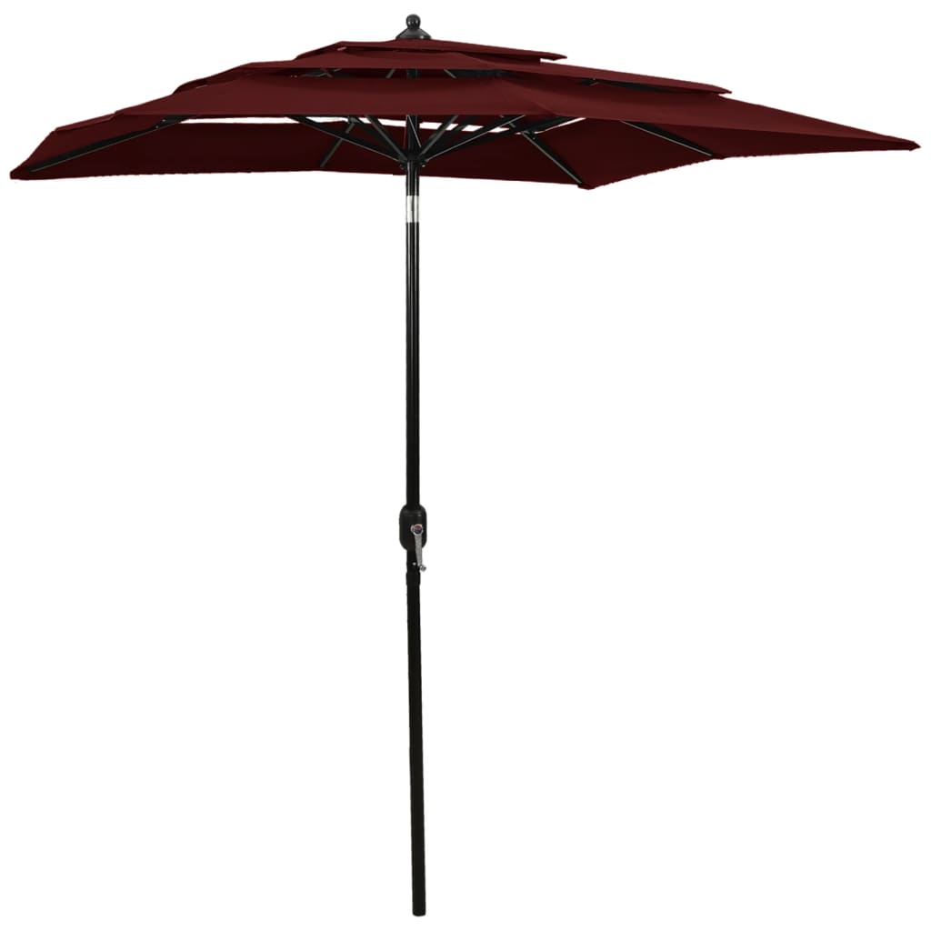 3-Tier Parasol with Aluminium Pole Bordeaux Red 2x2 m - Tyrell & Tyrell