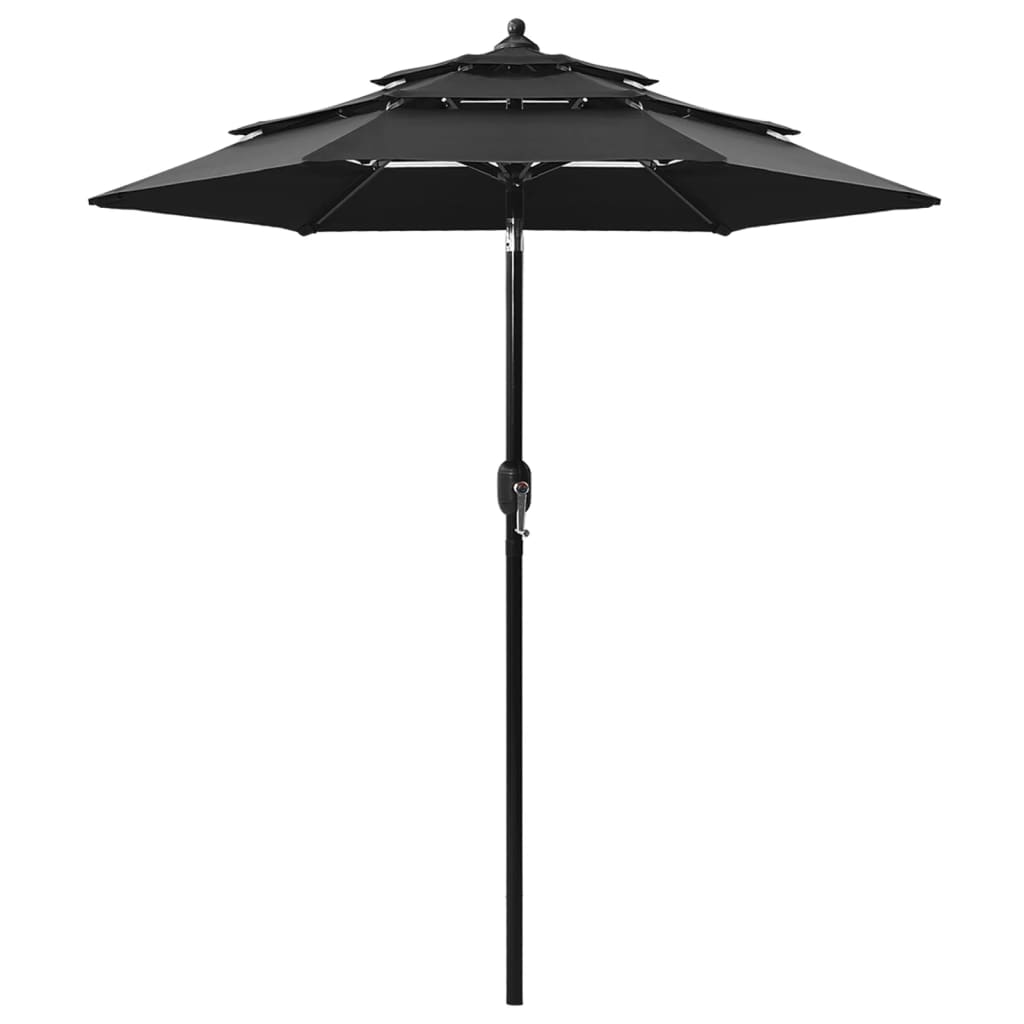 3-Tier Parasol with Aluminium Pole Black 2 m - Millennium Furniture