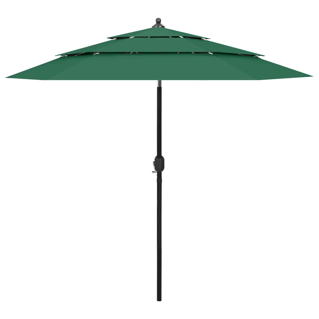 3-Tier Parasol with Aluminium Pole Green 2.5 m - Unbeatable Bargains