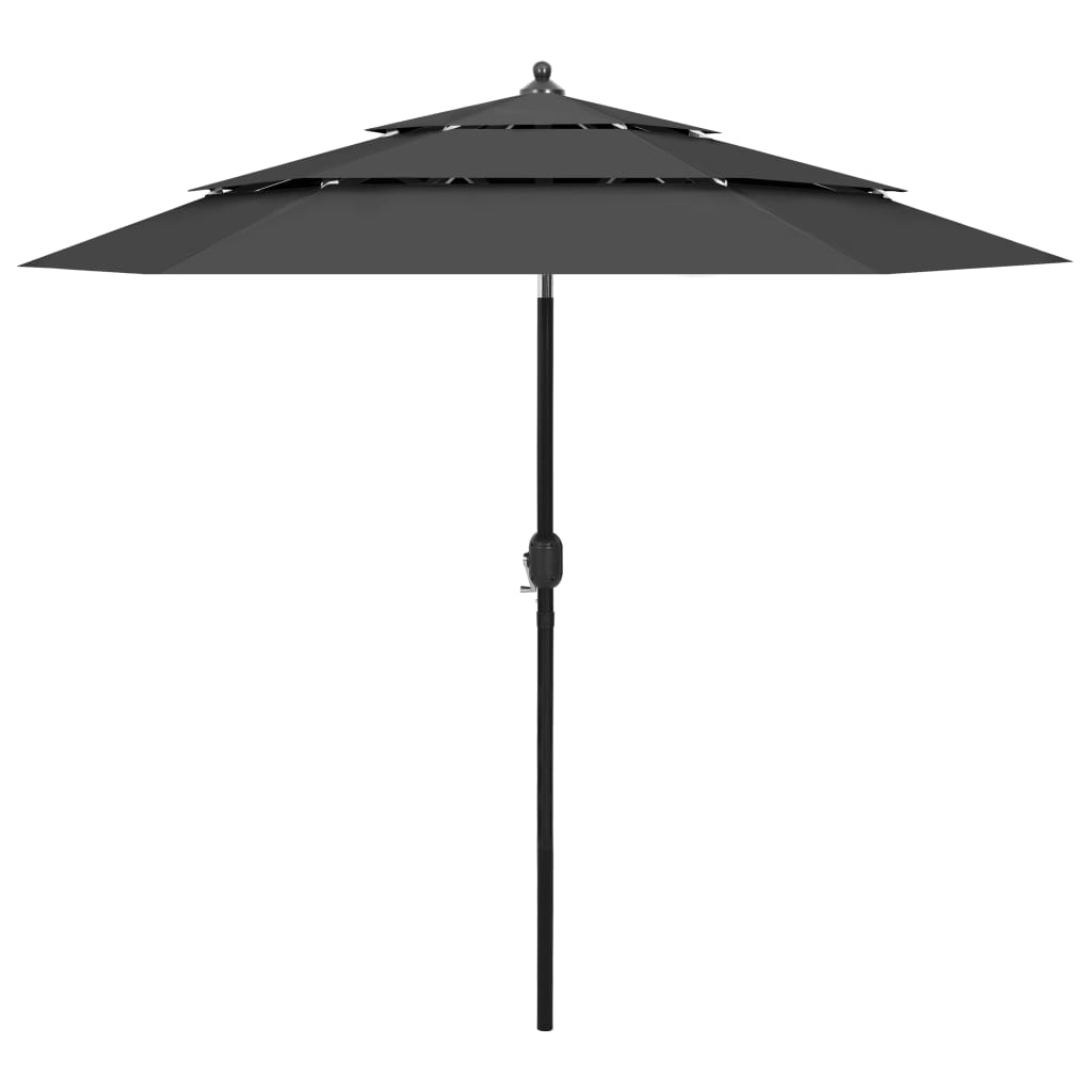 3-Tier Parasol with Aluminium Pole Anthracite 2.5 m - Decor Base