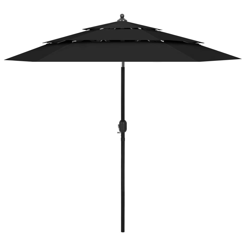 3-Tier Parasol with Aluminium Pole Black 2.5 m - Millennium Furniture