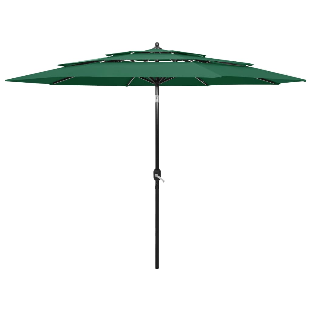 3-Tier Parasol with Aluminium Pole Green 3 m - Decor Base