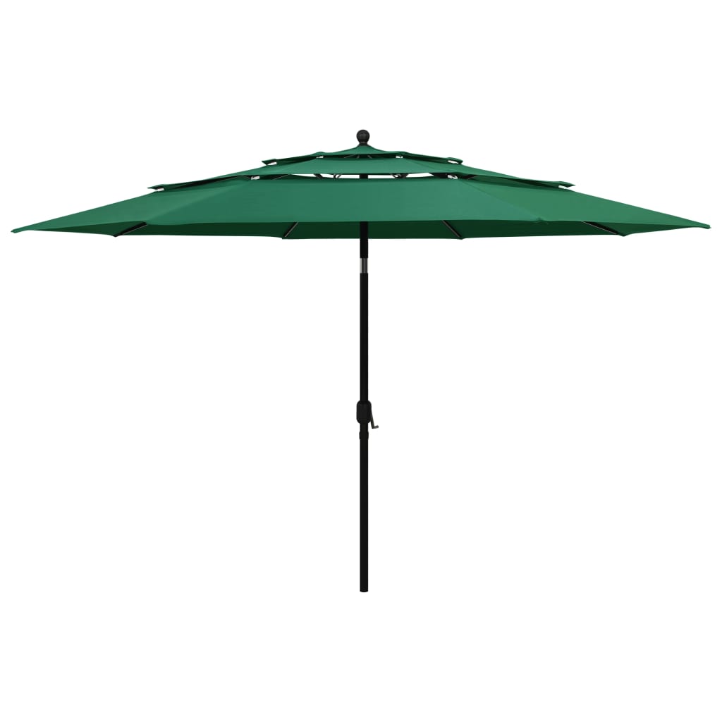 3-Tier Parasol with Aluminium Pole Green 3.5 m - Unbeatable Bargains