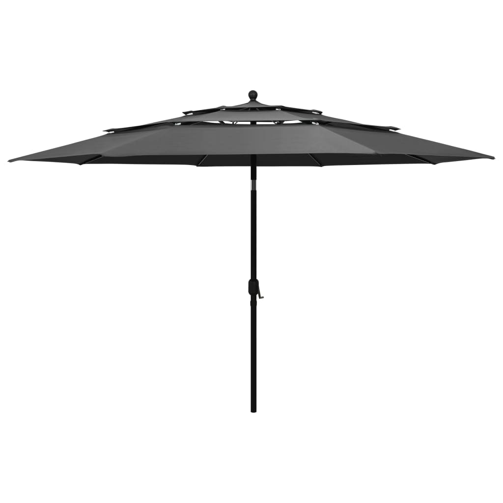 3-Tier Parasol with Aluminium Pole Anthracite 3.5 m - Discount Dealers