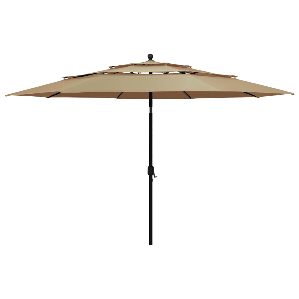 3-Tier Parasol with Aluminium Pole Taupe 3.5 m - Millennium Furniture
