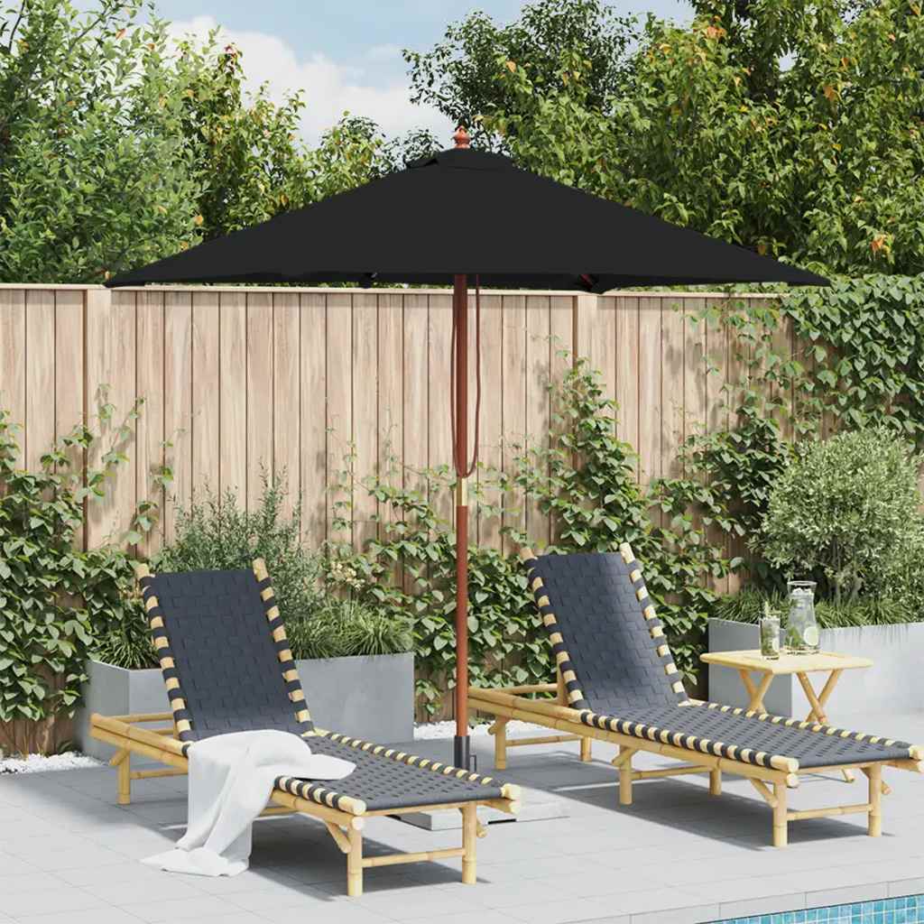 Garden Parasol with Wooden Pole Black 150x200 cm - Sid & Sam
