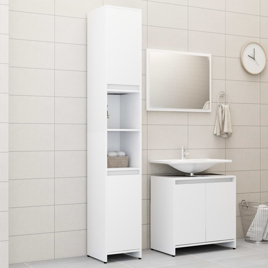 3 Piece Bathroom Furniture Set White Engineered Wood - Millennium Furniture