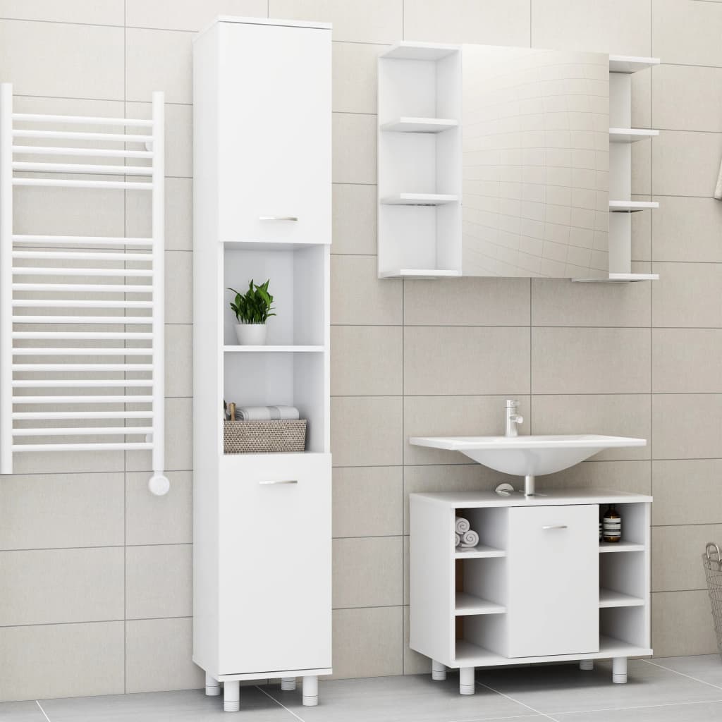 3 Piece Bathroom Furniture Set White Engineered Wood - Millennium Furniture