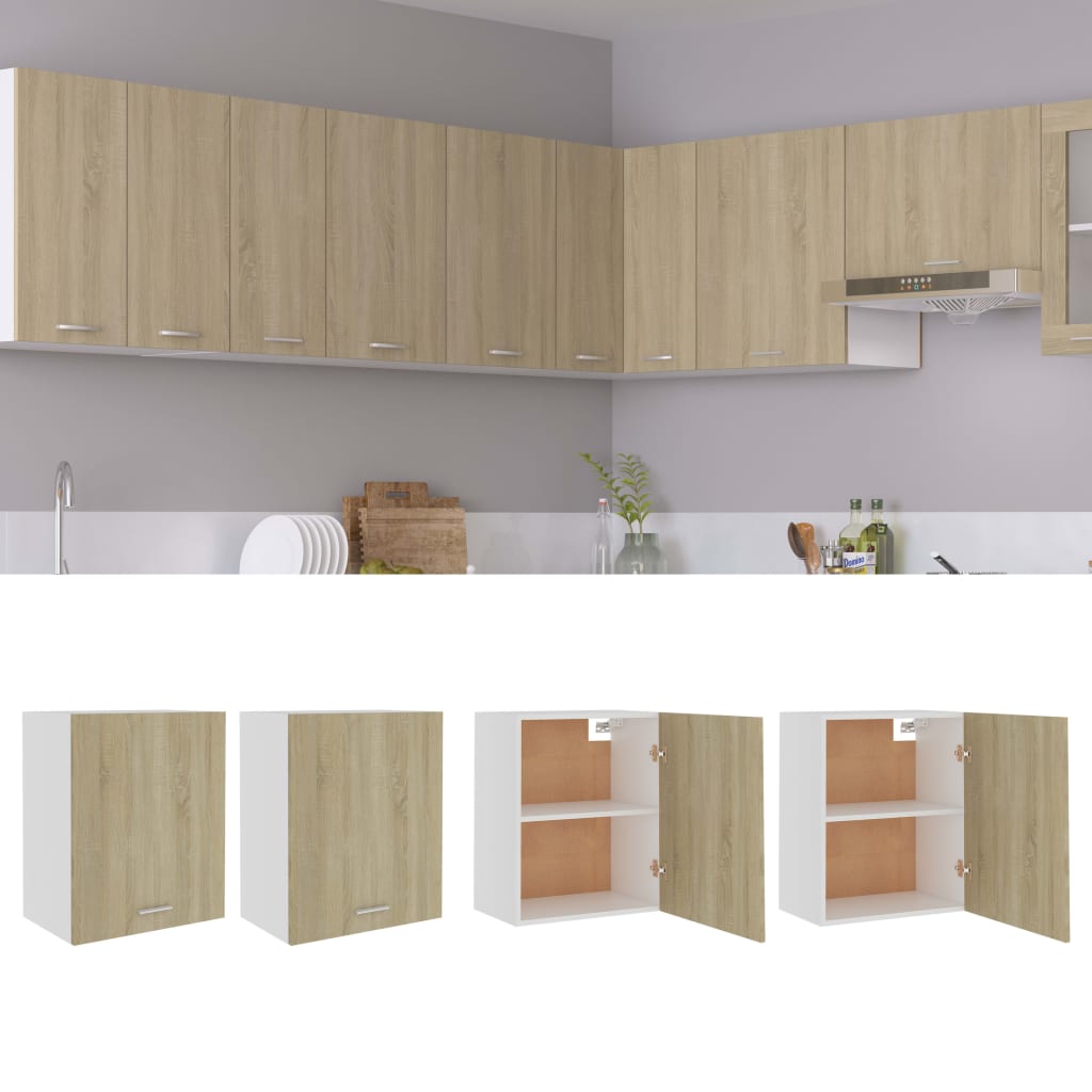 Hanging Cabinets 2 pcs Sonoma Oak 50x31x60 cm Engineered Wood - Discount Dealers
