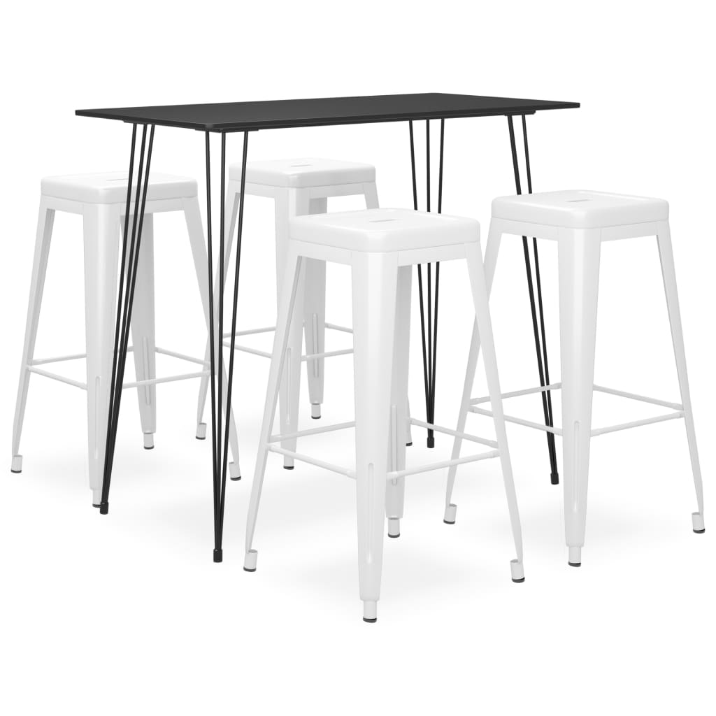 5 Piece Bar Set Black and White - Merkel Designers