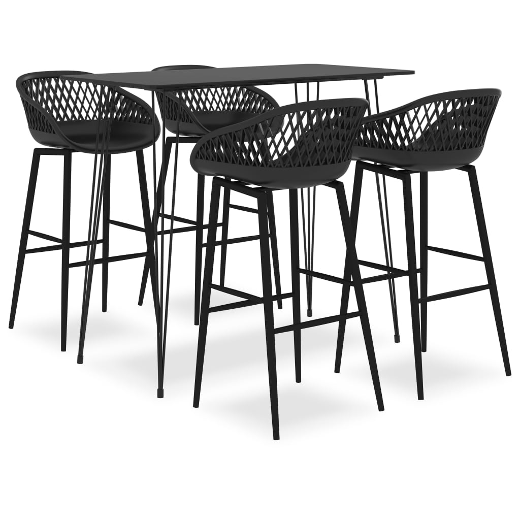 5 Piece Bar Set Black - The Home Maker