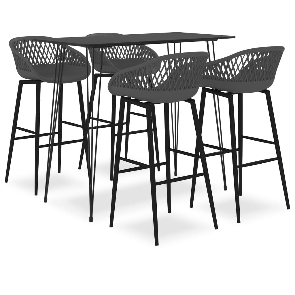 5 Piece Bar Set Black and Grey - Discount Dealers