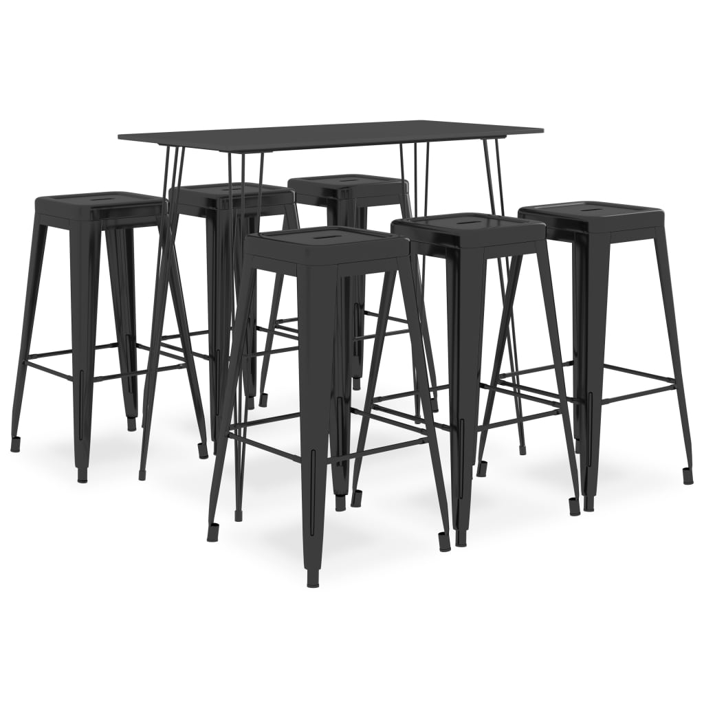 7 Piece Bar Set Black - Casper Homes