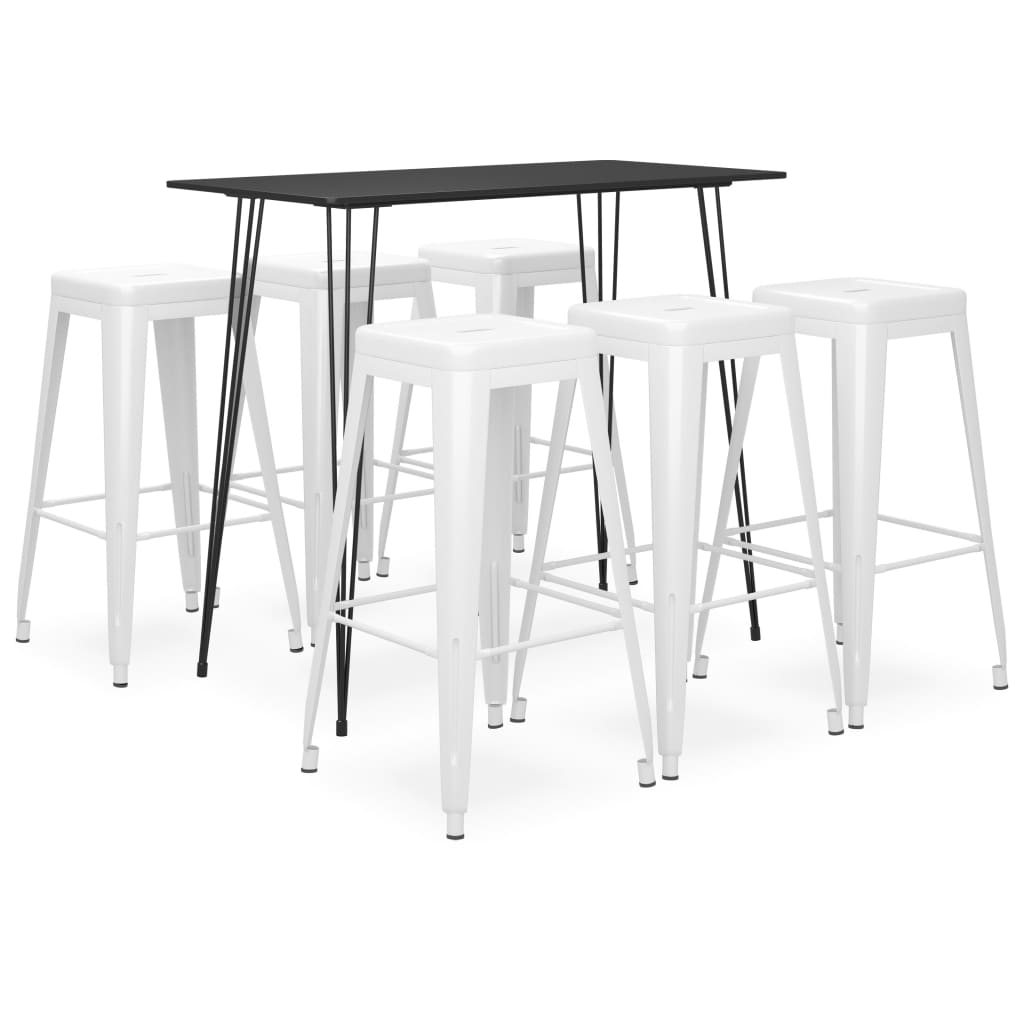 7 Piece Bar Set Black and White - Merlin Deals