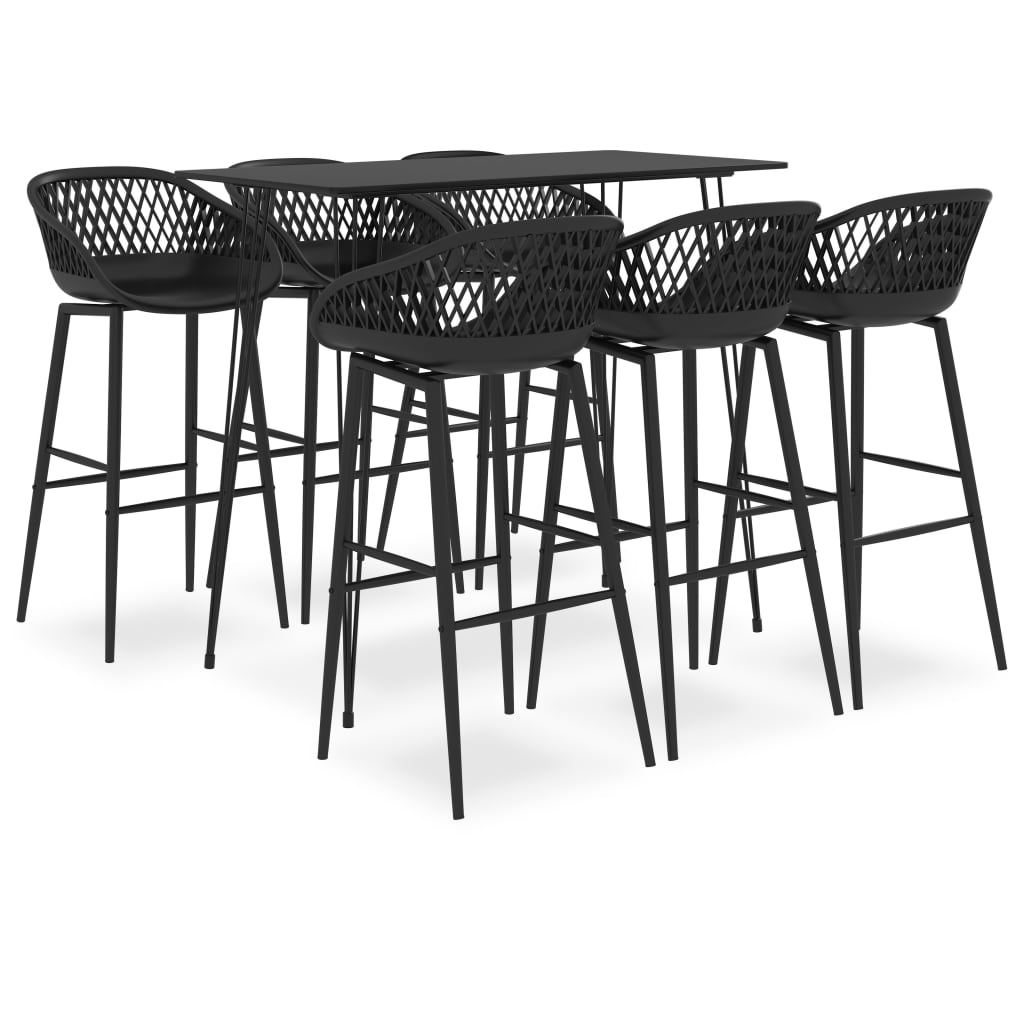 7 Piece Bar Set Black - The Home Maker