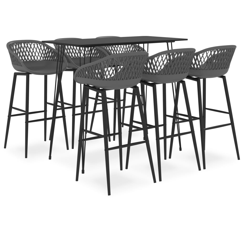 7 Piece Bar Set Black and Grey - Style and Chic