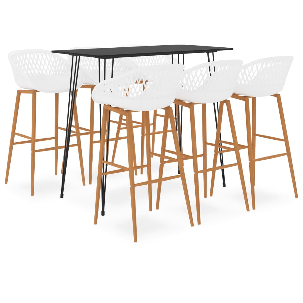 7 Piece Bar Set Black and White - Discount Dealers