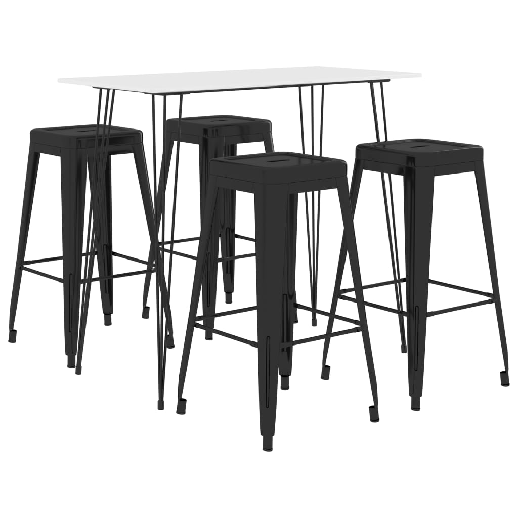 5 Piece Bar Set White and Black - Casper Homes