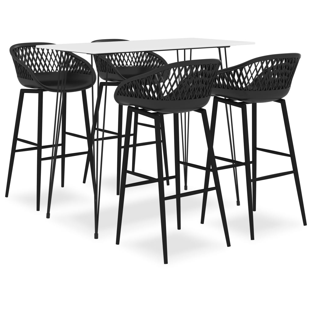5 Piece Bar Set White and Black - Style and Chic