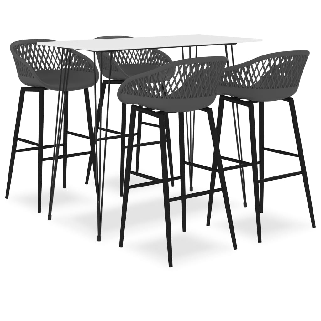 5 Piece Bar Set White and Grey - Sid & Sam