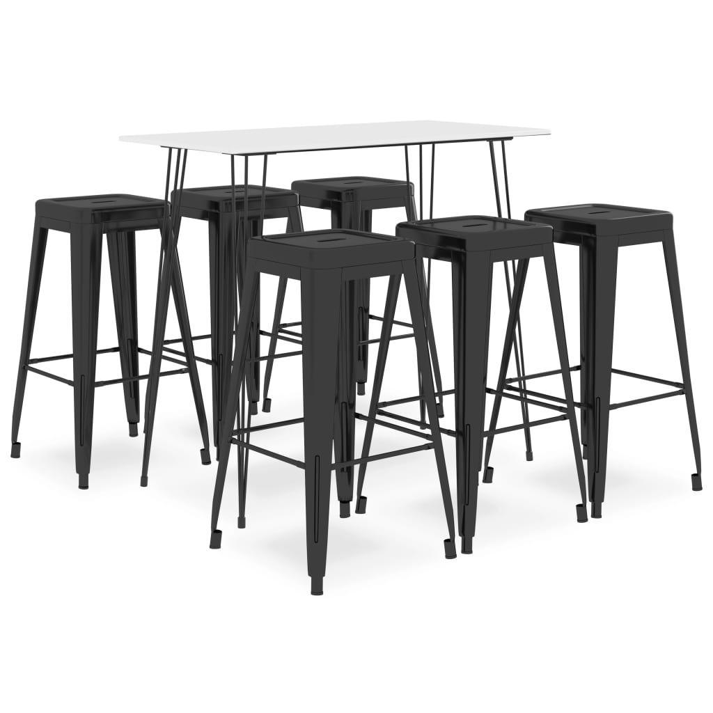 7 Piece Bar Set White and Black - Style and Chic