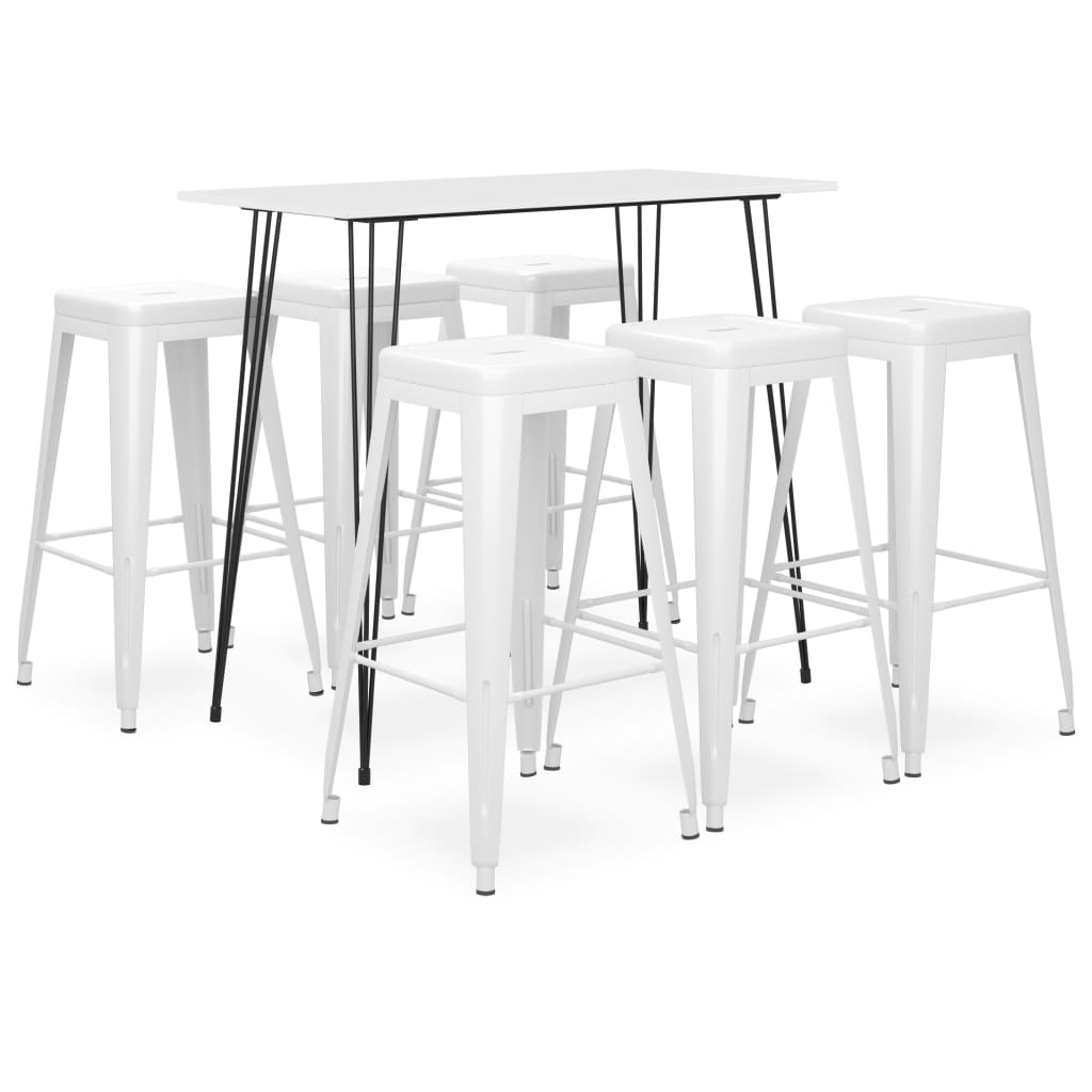 7 Piece Bar Set White - Direct Imports