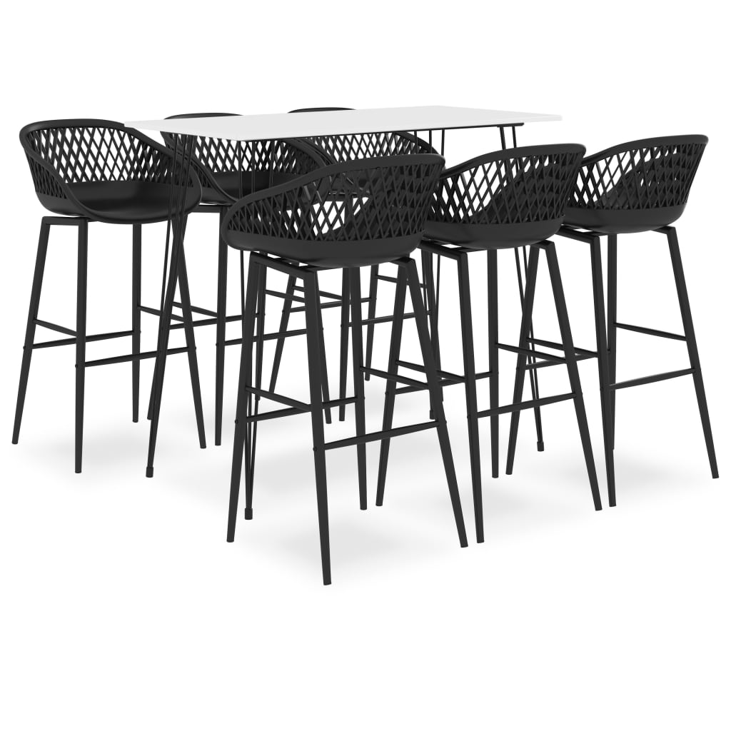 7 Piece Bar Set White and Black - Style and Chic