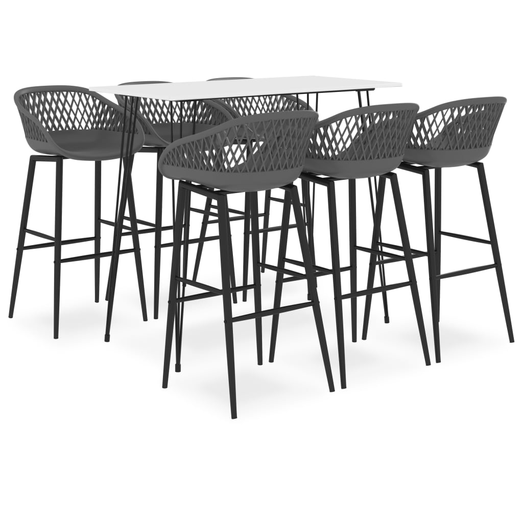 7 Piece Bar Set White and Grey - The Home Maker