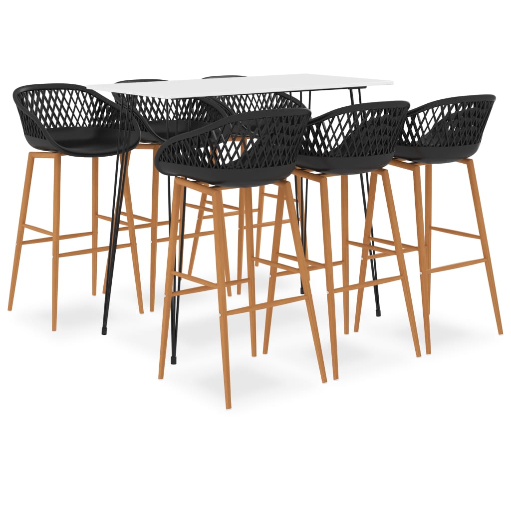 7 Piece Bar Set White and Black - Casper Homes