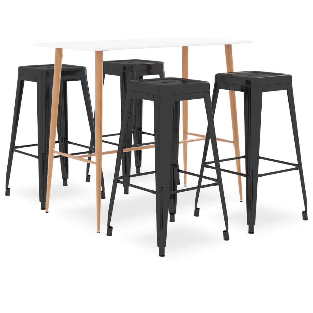 5 Piece Bar Set White and Black - Casper Homes