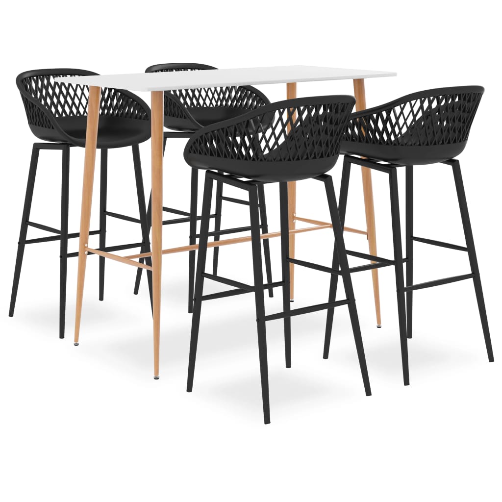 5 Piece Bar Set White and Black - The Home Maker